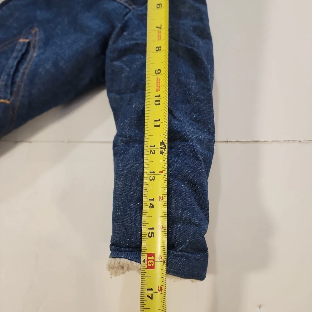 Vtg 1970s Wrangler Youth Western Sherpa Lined Denim Wranger Jacket Kids Med 5-6